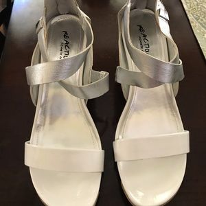 Wht & silver wedge sandals. Kenneth Cole Reaction